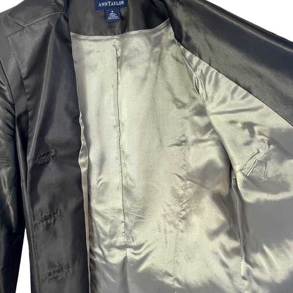 Ann Taylor 100% Silk Chocolate Brown Bronze Blazer Jacket Career Coat Classic - Picture 11 of 14
